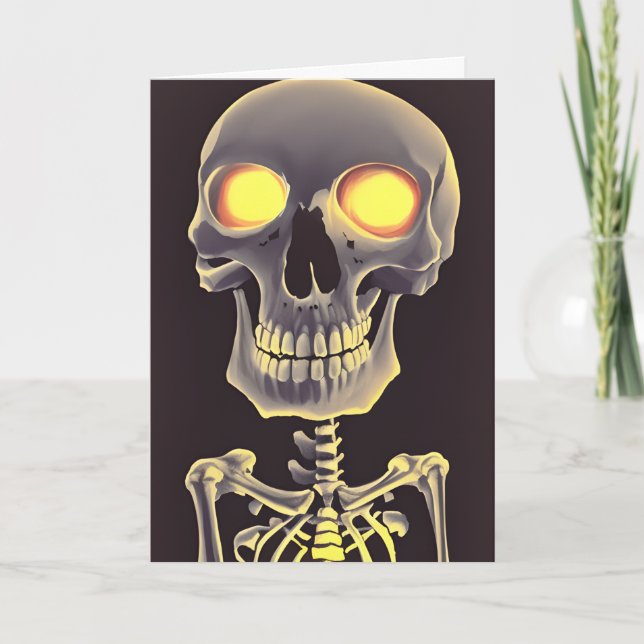 Spooky Skeleton Halloween Pun Card (Front)