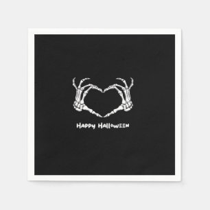 Spooky Skeleton Hand Heart With "Happy Halloween"  Napkin