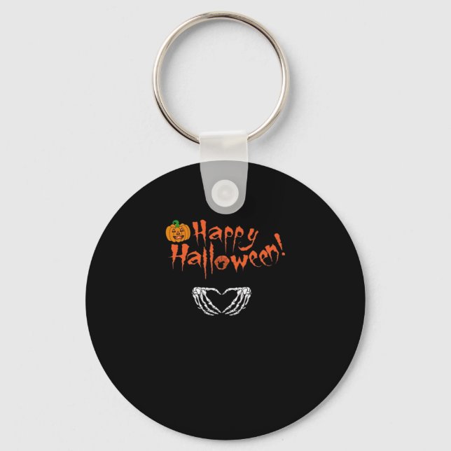 Spooky Skeleton Hands. Happy Halloween.  Keychain (Front)