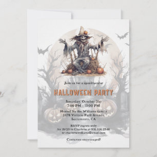 Spooky Skeleton Jack-O-Lanterns Halloween Party Invitation