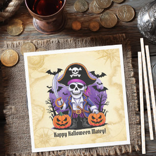 Spooky Skeleton Pirate Halloween Napkin