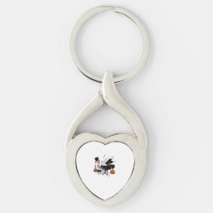 Spooky Skeleton Playing Piano With Cats Music Hall Keychain