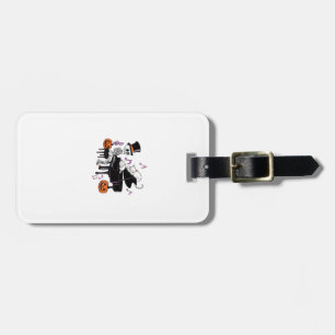 Spooky Skeleton Playing Piano With Cats Music Hall Luggage Tag