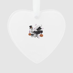 Spooky Skeleton Playing Piano With Cats Music Hall Ornament