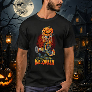 Spooky Skeleton Pumpkin Halloween Horror T-Shirt
