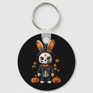Spooky Skeleton Rabbit Halloween Costume Keychain
