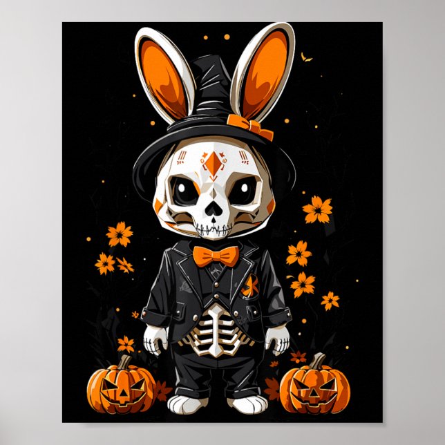 Spooky Skeleton Rabbit Halloween Costume Poster (Front)