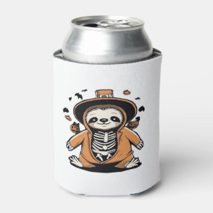 Spooky skeleton sloth trick or treating Classic T- Can Cooler