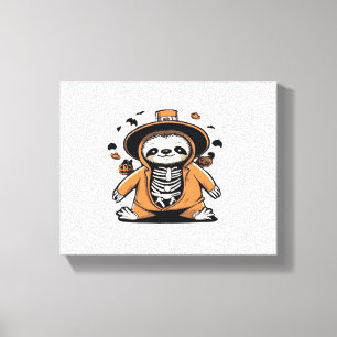 Spooky skeleton sloth trick or treating Classic T- Canvas Print