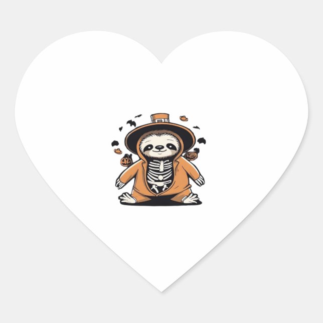 Spooky skeleton sloth trick or treating Classic T- Heart Sticker (Front)
