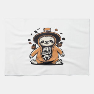 Spooky skeleton sloth trick or treating Classic T- Kitchen Towel