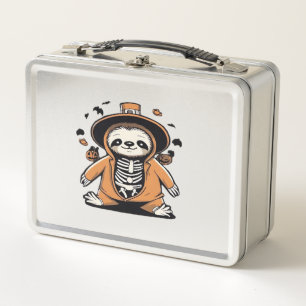 Spooky skeleton sloth trick or treating Classic T- Metal Lunch Box