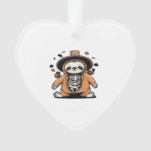 Spooky skeleton sloth trick or treating Classic T- Ornament