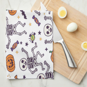Spooky Skeleton Vibes for Halloween Kitchen Towel