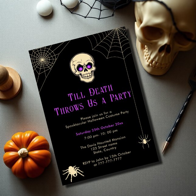Spooky Skull Adult Halloween Costume Party Invitation (Creator Uploaded)