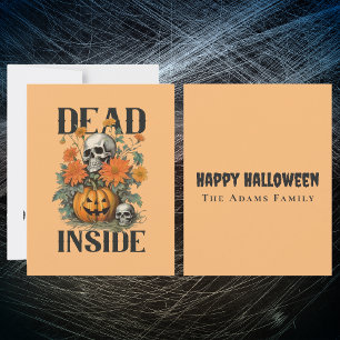 Spooky Skull and Pumpkin Personalized Halloween Card