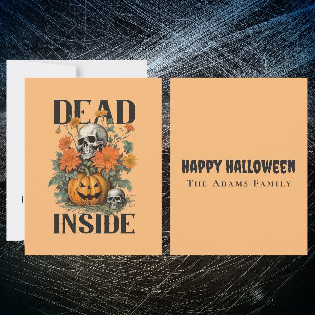 Spooky Skull and Pumpkin Personalized Halloween Card (Creator Uploaded)