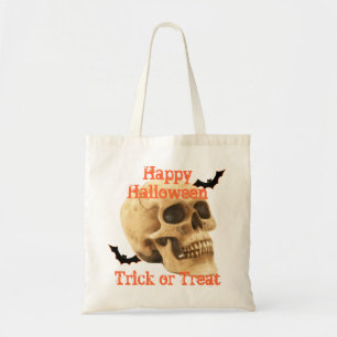 spooky skull customizable trick or treat halloween tote bag