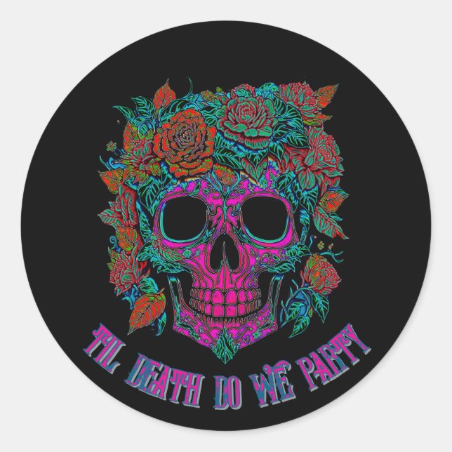 Spooky Skull Day of the Dead halloween bones Classic Round Sticker (Front)