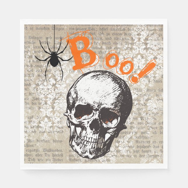 Spooky Skull Halloween Napkin (Front)