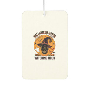Spooky Skull Moon Vintage Halloween Witch Hat Desi Air Freshener