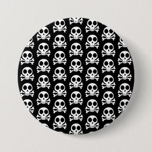 spooky skull on a black background 3 inch round button