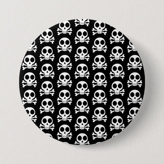 spooky skull on a black background 3 inch round button (Front)