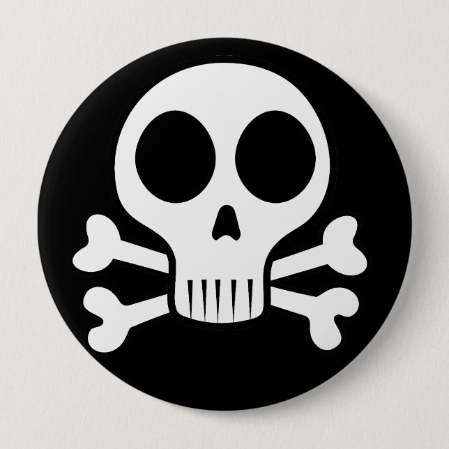spooky skull on a black background 4 inch round button (Front)
