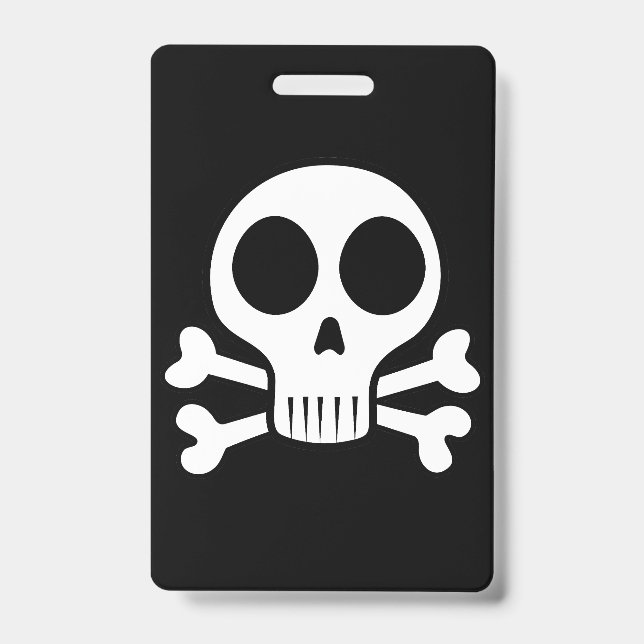 spooky skull on a black background badge (Front)