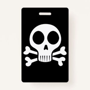 spooky skull on a black background badge