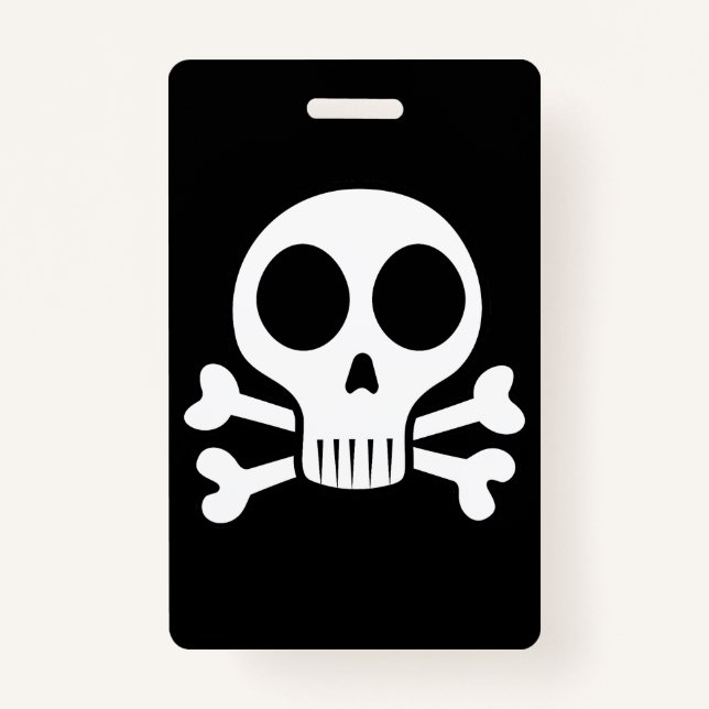 spooky skull on a black background badge (Front)