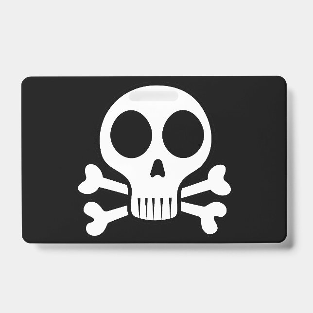 spooky skull on a black background badge (Front)