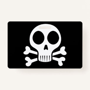 spooky skull on a black background badge
