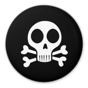 spooky skull on a black background ceramic knob