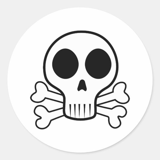 spooky skull on a black background classic round sticker (Front)