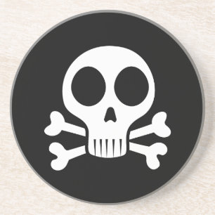 spooky skull on a black background coaster