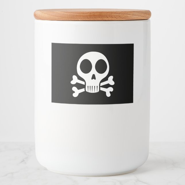 spooky skull on a black background food label (Front)