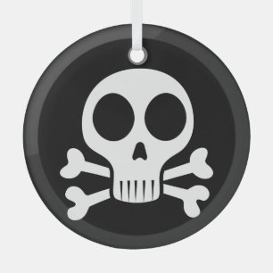 spooky skull on a black background glass ornament