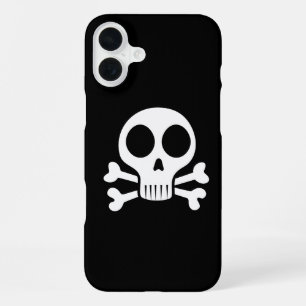 spooky skull on a black background iPhone 16 plus case