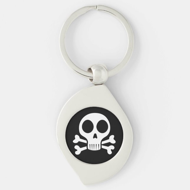 spooky skull on a black background keychain (Front)