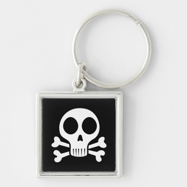 spooky skull on a black background keychain (Front)