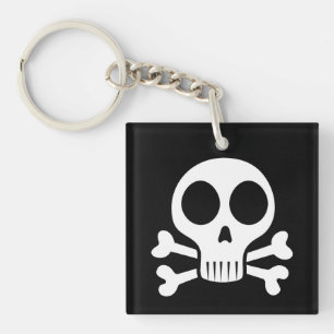 spooky skull on a black background keychain