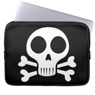 spooky skull on a black background laptop sleeve