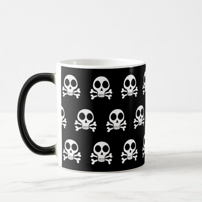 spooky skull on a black background magic mug (Left)