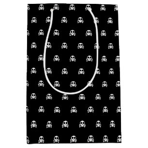 spooky skull on a black background medium gift bag