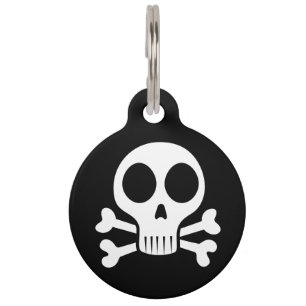 spooky skull on a black background pet tag