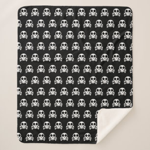 spooky skull on a black background sherpa blanket