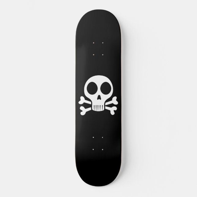 spooky skull on a black background skateboard (Front)