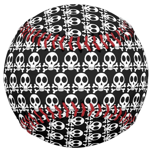 spooky skull on a black background softball (Front)