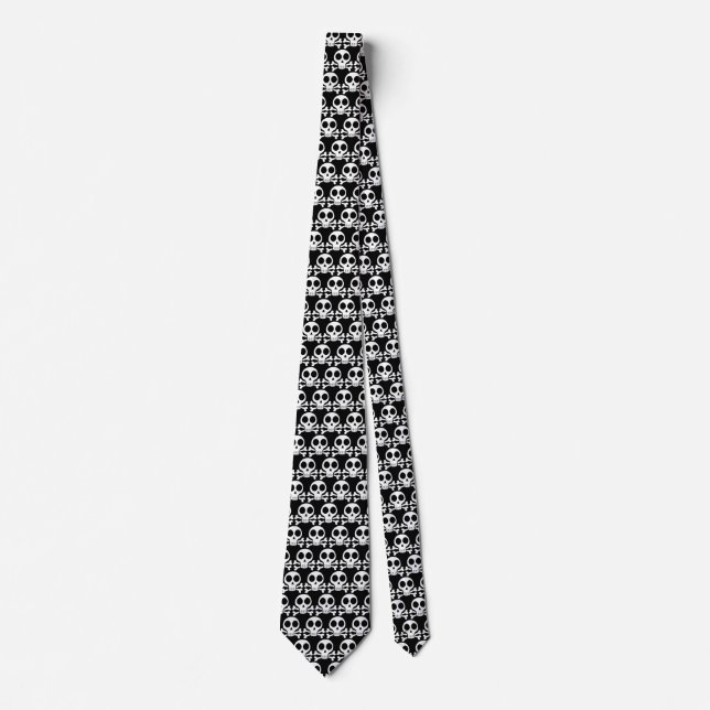 spooky skull on a black background tie (Front)